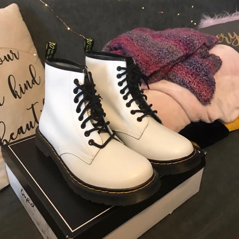 White combat boots